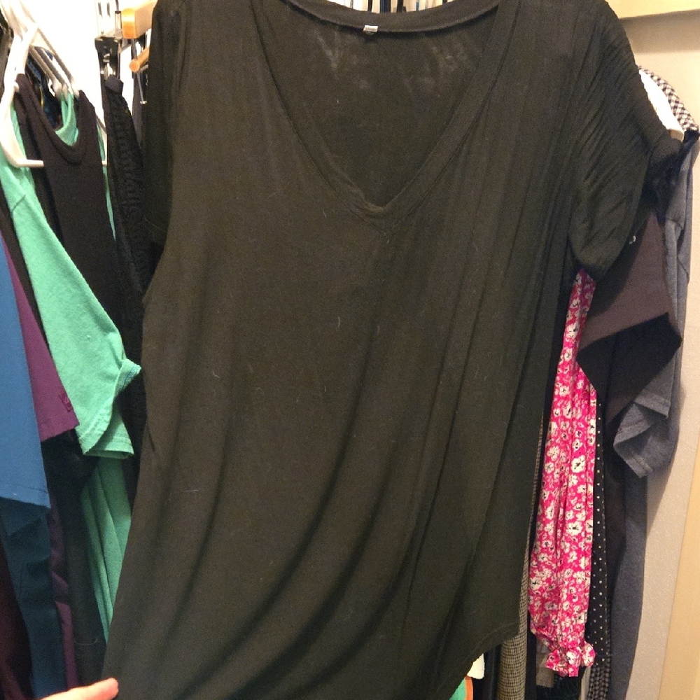 Black V-Neck Women's Top